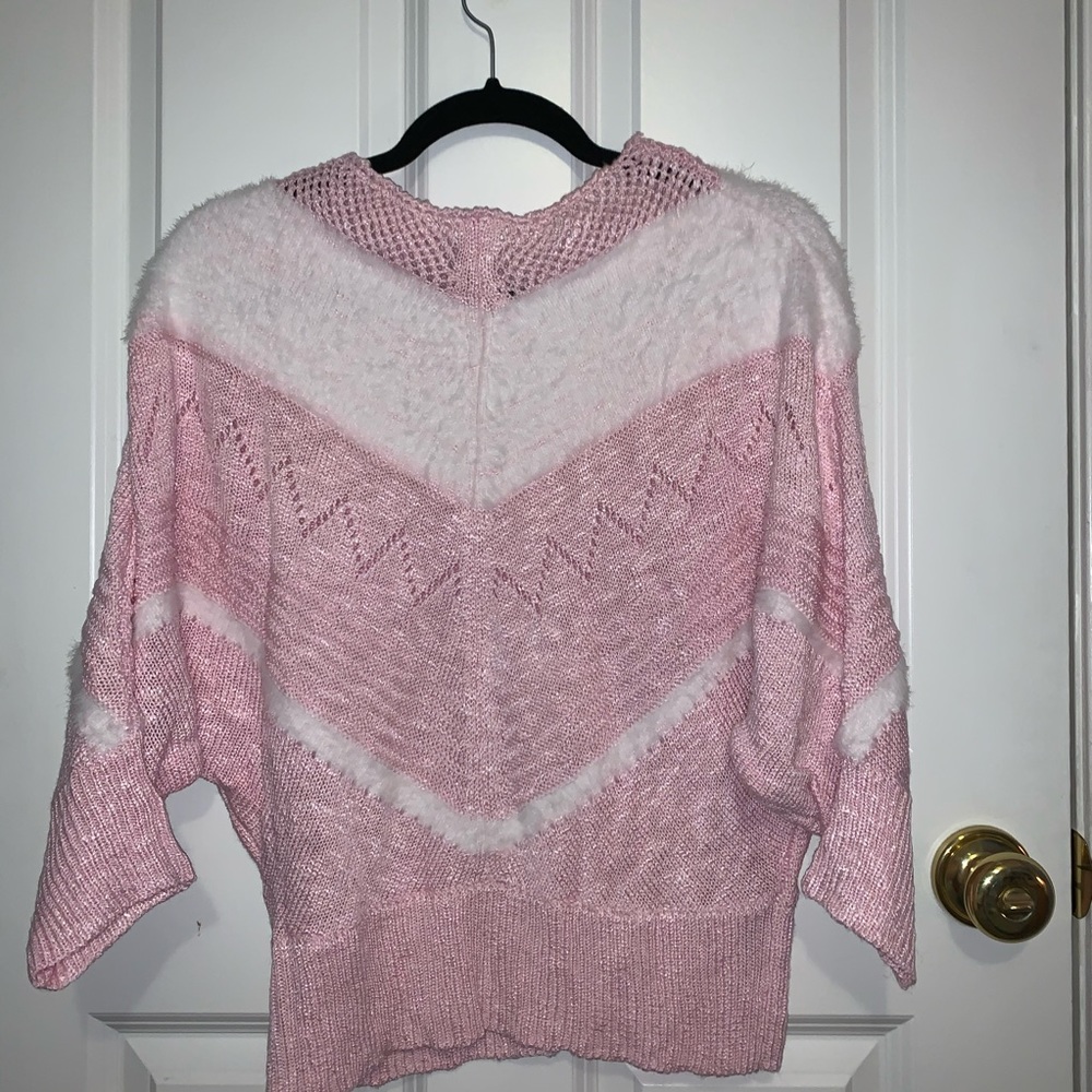 BRAND NEW Pink and White Winged Sweater